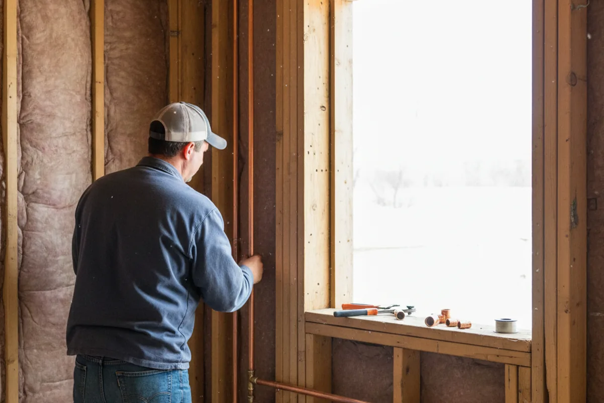 Licensed plumber running new copper supply lines in a Ponder home