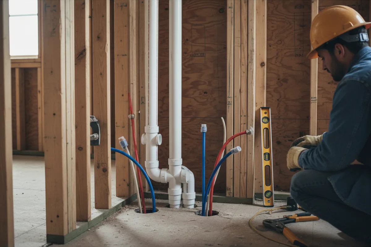 Drain and supply rough-in during Sump Pump Repair in Ponder