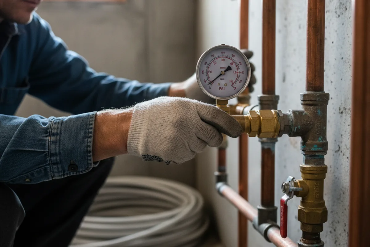 Pressure testing a repaired line during Water Line Repair in Ponder